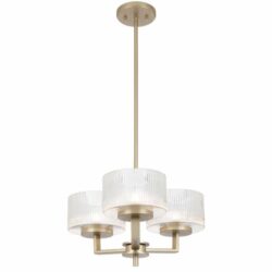 Moreno Iron & Glass Chandelier, 3 Light, Antique Silver