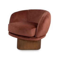 Odin Fabric Swivel Armchair - Red Bronze by Interior Secrets - AfterPay Available