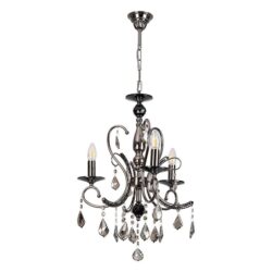 Persephone Asfour Crystal Chandelier, 3 Arm, Black Chrome