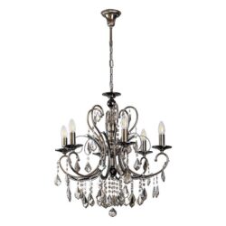 Persephone Asfour Crystal Chandelier, 6 Arm, Black Chrome