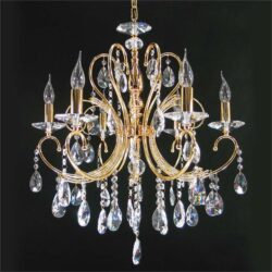Persephone Asfour Crystal Chandelier, 6 Arm, Gold