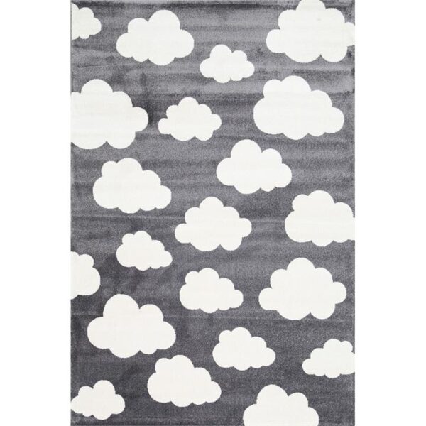 Piccolo Clouds Turkish Made Kids Rug, 160x230cm, Charcoal