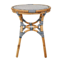 Portsea Synthetic Rattan Indoor / Outdoor Round Side Table, Navy / White
