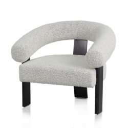 Romana Charcoal White Boucle Armchair - Black Legs by Interior Secrets - AfterPay Available