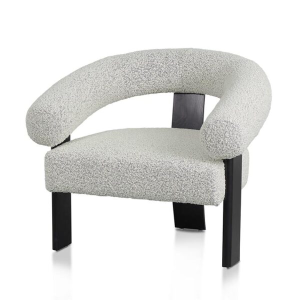 Romana Charcoal White Boucle Armchair - Black Legs by Interior Secrets - AfterPay Available