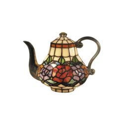 Rose Garden Tiffany Style Stained Glass Teapot Statue Table Lamp
