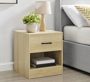 Ruben 1 Drawer Black Bedside Table Brown
