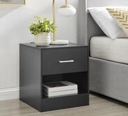 Ruben 1 Drawer White Bedside Table Black
