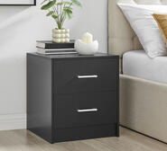 Ruben 2 Drawer White Bedside Table Black