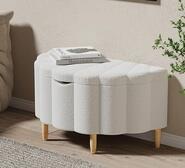 Ryella Boucle Storage Ottoman White 1 Seater