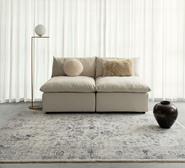 Sakalar Floral Medallion Washable Rug Grey Medium