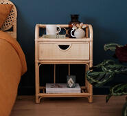 Set Of 2 Indigo Rattan Bedside Tables Neutral
