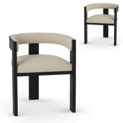 Set of 2 - Miles Black ELM Dining Chair - Dawn Beige by Interior Secrets - AfterPay Available