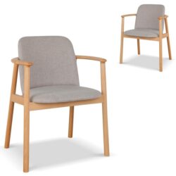 Set of 2 - Paul Natural Dining Armchair - Grey Seat by Interior Secrets - AfterPay Available