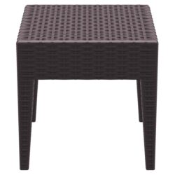 Siesta Tequila Commercial Grade Resin Wicker Outdoor Side Table, Chocolate