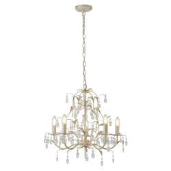 Stella Iron & Crystal Glass Chandelier, 5 Light
