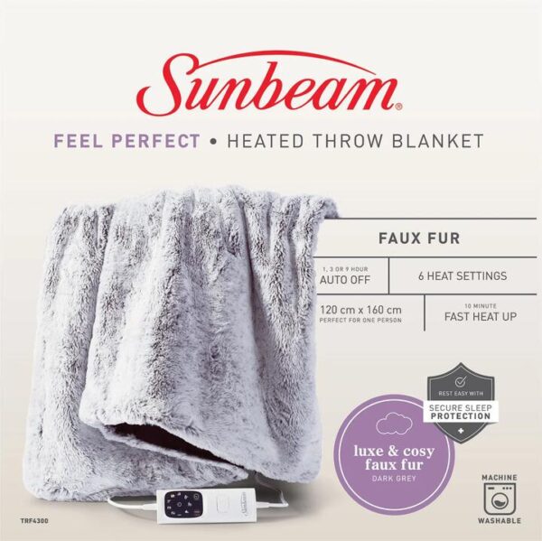 Sunbeam Feel Perfect Faux Fur Heated Throw Blanket