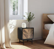 Suri Wallnut Bedside Table Black
