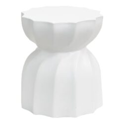 Swirl Concrete Indoor / Outdoor Accent Stool / Side Table, White
