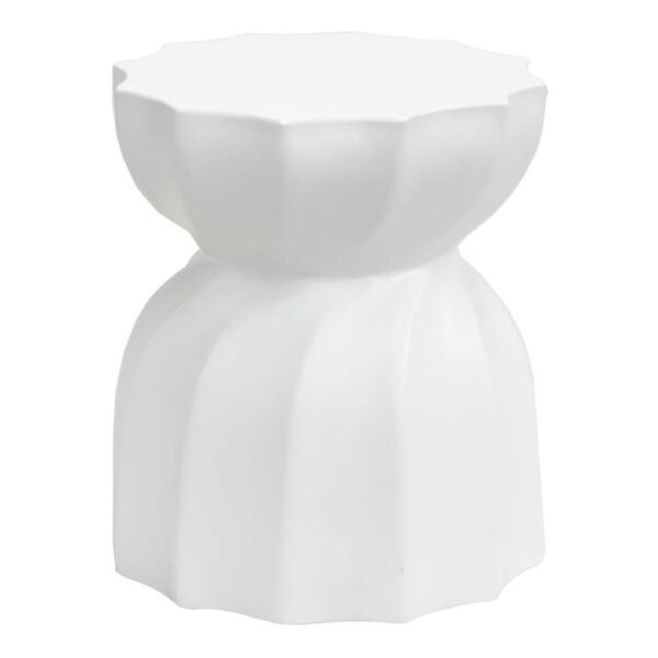 Swirl Concrete Indoor / Outdoor Accent Stool / Side Table, White