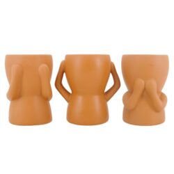 Three Wisdom Pots Ceramic Planter Set, Caramel