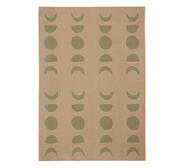 Tiba Green Print Indoor Outdoor Washable Rug Brown Large