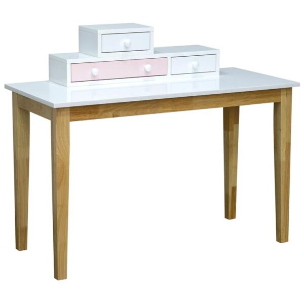 Umea Wooden Kids Study Desk, 120cm, White / Pink