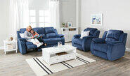 Venice 3 Seater Recliner & 2 Reclining Armchairs Sofa Set Blue