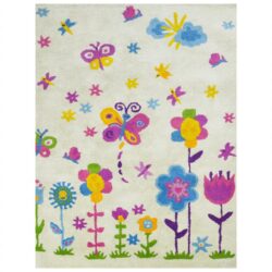 Violet Fantasy Handwoven Wool Kids Rug, 160x110cm