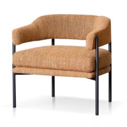 Walton Ginger Brown Fabric Armchair - Black Legs by Interior Secrets - AfterPay Available
