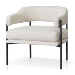 Walton Rustic Beige Fabric Armchair - Black Legs by Interior Secrets - AfterPay Available