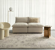 Yeni Floral Washable Rug Grey Large