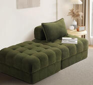 Alma Boucle 2 Seater Sofa With Ottoman Green