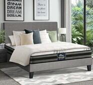 Anthea Fabric Queen Bed With Mattress Set Grey Single