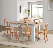 Braidwood 6 Seater Extendable Dining Table + Natural Crossback Chairs Neutral