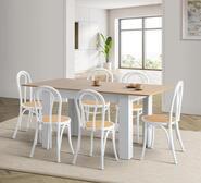 Braidwood 6 Seater Extendable Dining Table + White Crossback Chairs Neutral