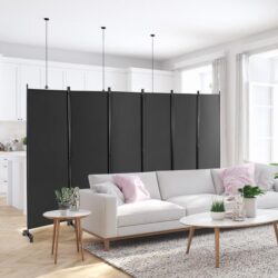 Costway1.72m 6-Panel Folding Room Divider with Lockable Wheels-Grey