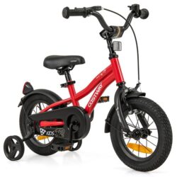 Costway12 Inch Kids Bike Adjustable with Removable Training Wheels for Aged 3-4-Red