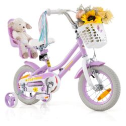 Costway12 Inch Kids Bike for Kids Aged 3-4 Years Old Children Training Bicycle-Purple