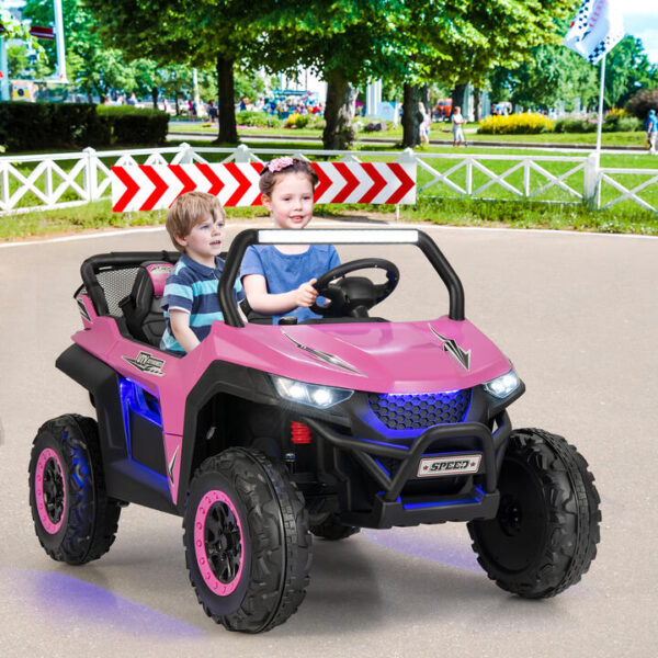 Costway12V 2-Seater Kids Ride On Car with Light Music & Electric Remote Control-Pink