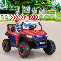 Costway12V 2-Seater Kids Ride On Car with Light Music & Electric Remote Control-Red