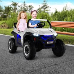 Costway12V 2-Seater Kids Ride On Car with Light Music & Electric Remote Control-White