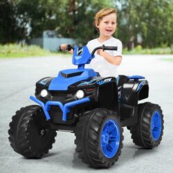 Costway12V Electric Kids Quad ATV Ride on Car with Music and Bright LED Lights-Blue