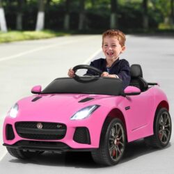 Costway12V Jaguar F-Type SVR Kids Ride On Car Battery Powered Car with Remote Control-Pink