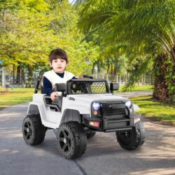 Costway12V Kids Ride On Truck Battery Powered Electric Ride On Car with Remote Control-White