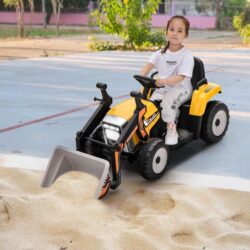 Costway12V Kids Ride on Excavator with Adjustable Arm and Bucket-Yellow