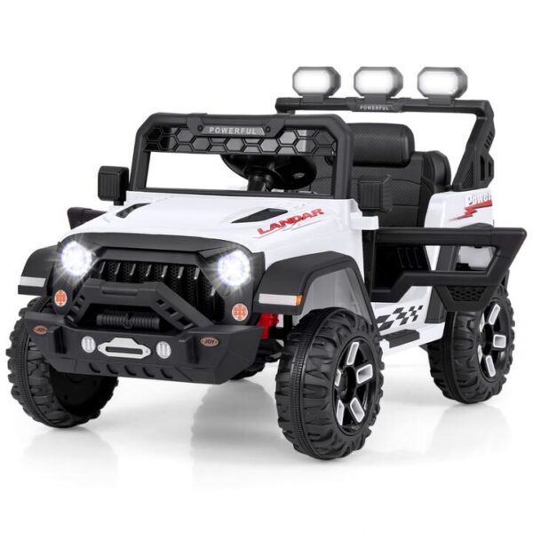 Costway12V Kids Ride on Truck Electric Toy Car with Remote Control-White