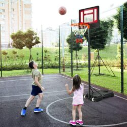 Costway132-251cm Weather-resistance Kids Basketball Hoop with Ball Storage