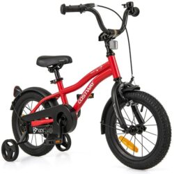 Costway14 Inch Kids Bike Adjustable with Removable Training Wheels for Aged 3-5-Red