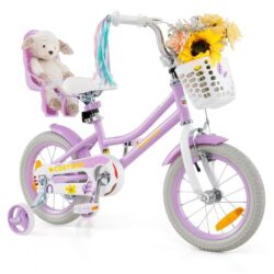 Costway14 Inch Kids Bike for Kids Aged 3-5 Years Old Children Training Bicycle-Purple